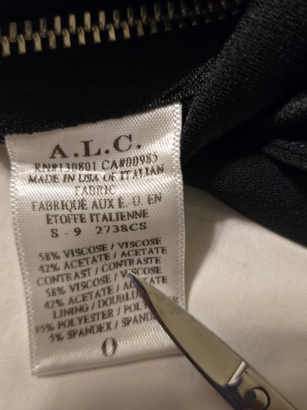A.L.C. Zander Black Zipper Pants Size 0 - Picture 4 of 4